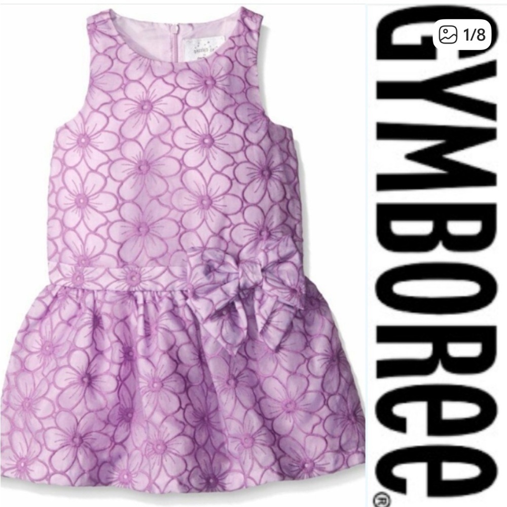 Girls Gymboree Purple Floral Bow Dress Sz 6